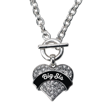 Big Sis Pave Heart Toggle Necklace- Select Your Color!