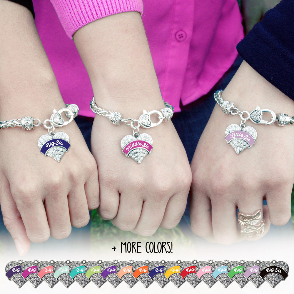 Little Sis Pave Heart Bracelet - Select Your Color!