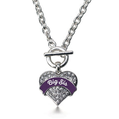 Plum Big Sis Pave Heart Toggle Necklace