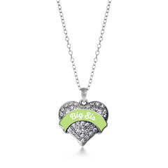 Sage Green Big Sis Pave Heart Necklace