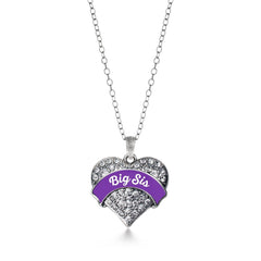 Purple Big Sis Pave Heart Necklace