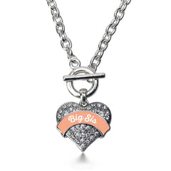Peach Big Sis Pave Heart Toggle Necklace
