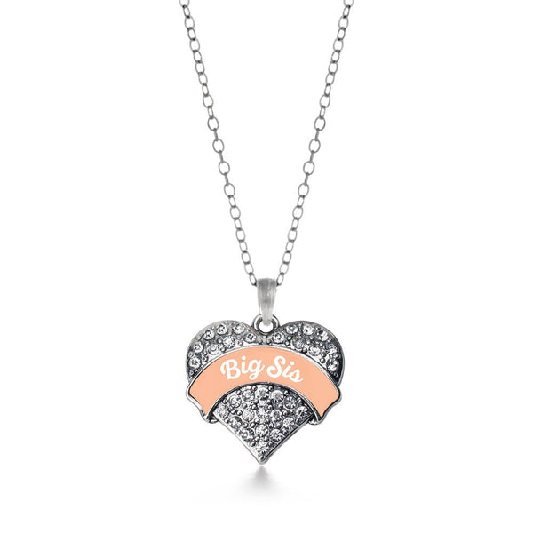 Peach Big Sis Pave Heart Necklace