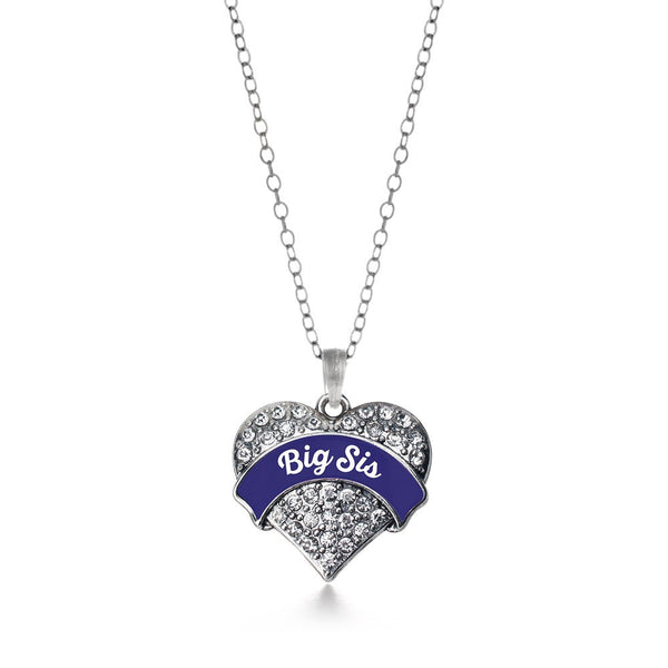 Navy Blue Big Sis Pave Heart Necklace