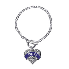 Navy Blue Big Sis Pave Heart Toggle Bracelet