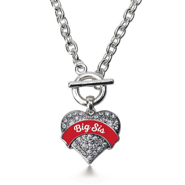 Red Big Sis Pave Heart Toggle Necklace