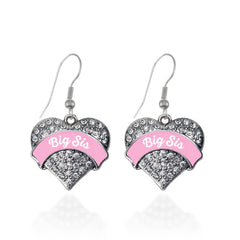 Pink Big Sis Pave Heart Earrings