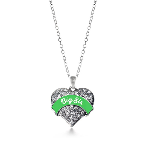 Emerald Green Big Sis Pave Heart Necklace