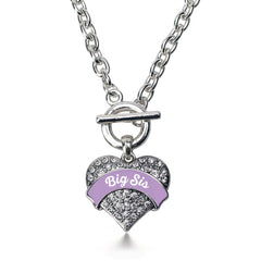 Lavender Big Sis Pave Heart Toggle Necklace