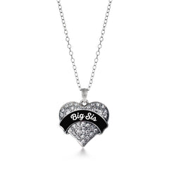 Black and White Big Sis Pave Heart Necklace