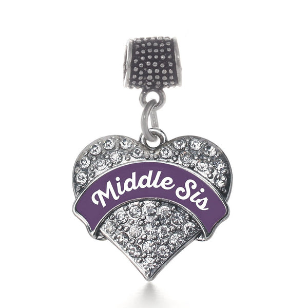 Plum Middle Sis Pave Heart Memory Charm