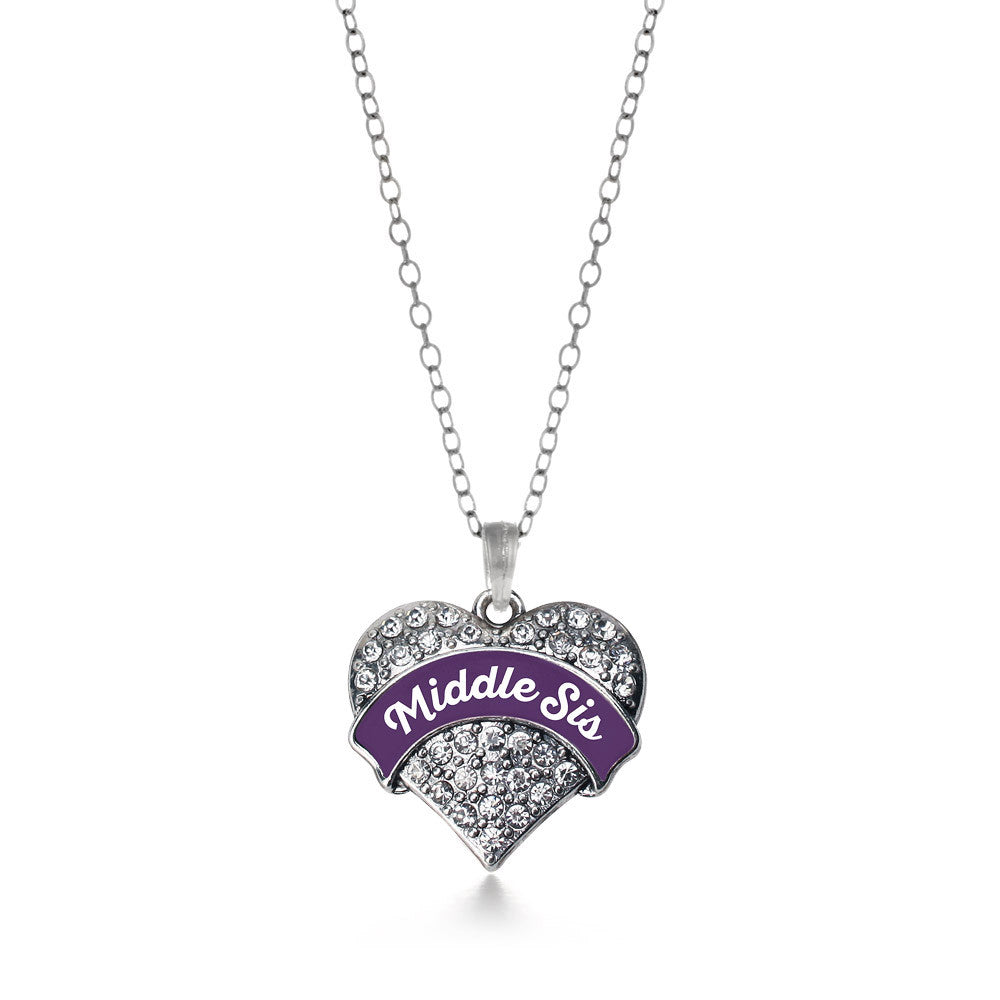 Mid Sis Pave Heart Charm Necklace- Select Your Color!