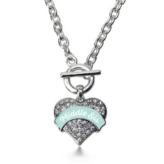 Mint Middle Sis Pave Heart Toggle Necklace
