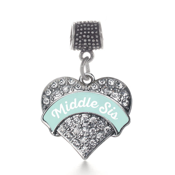 Mint Middle Sis Pave Heart Memory Charm