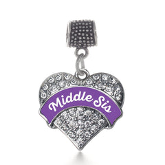 Purple Middle Sis Pave Heart Memory Charm