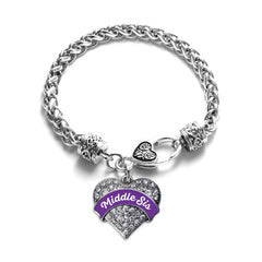 Purple Middle Sister Pave Heart Bracelet