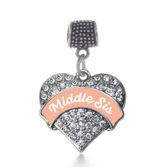 Peach Middle Sis Pave Heart Memory Charm