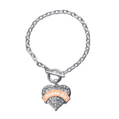Peach Middle Sis Pave Heart Toggle Bracelet