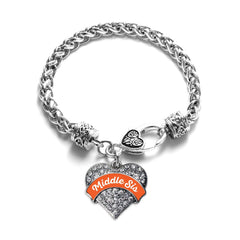 Orange Middle Sister Pave Heart Bracelet