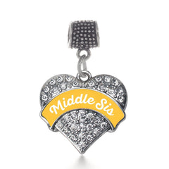 Marigold Middle Sis Pave Heart Memory Charm