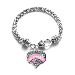 Pink Middle Sister Pave Heart Bracelet