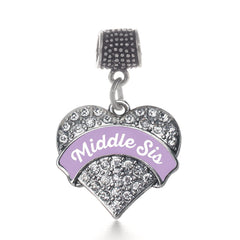 Lavender Middle Sis Pave Heart Memory Charm