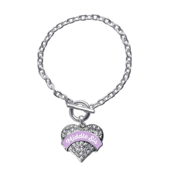 Lavender Middle Sis Pave Heart Toggle Bracelet