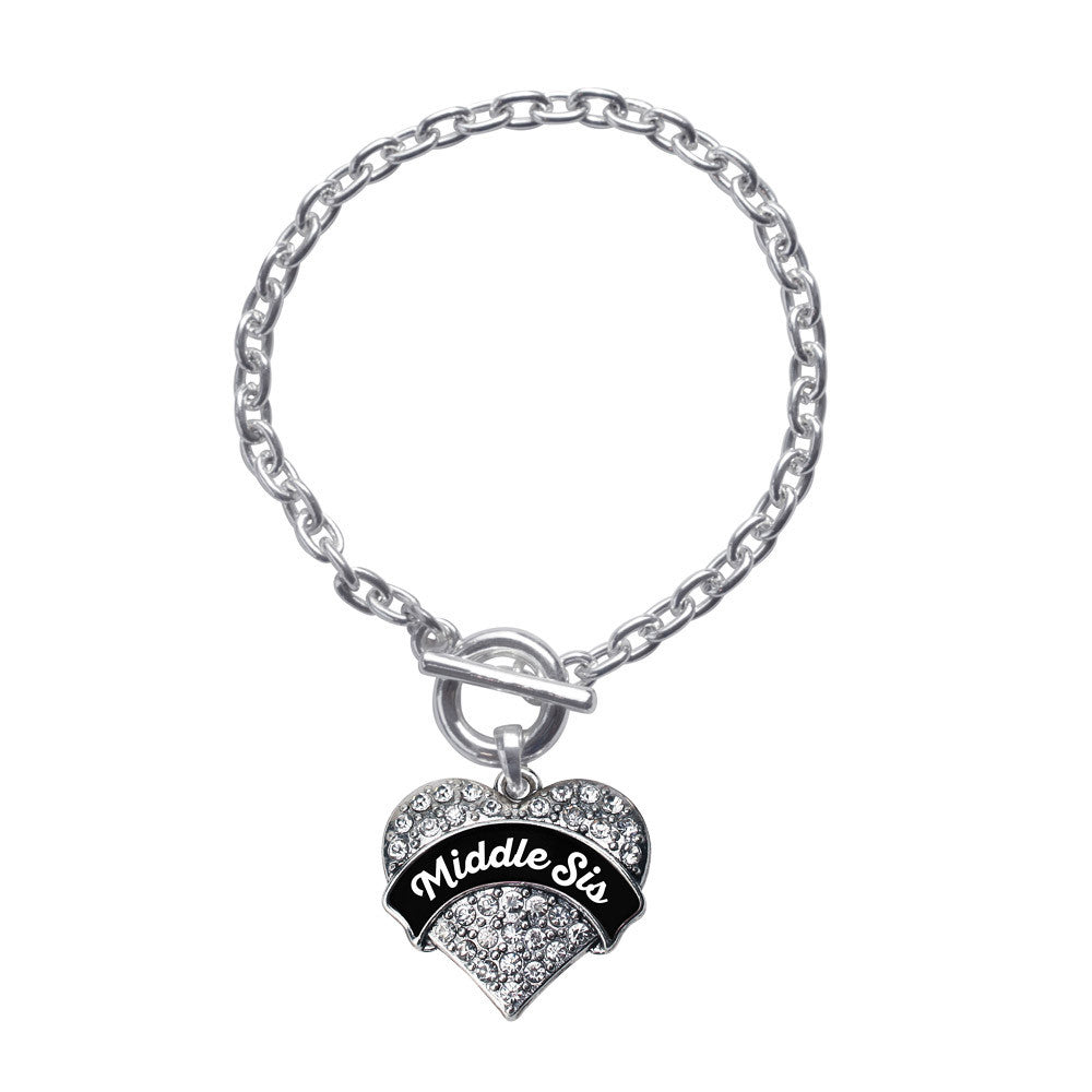 Mid Sis Pave Heart Toggle Bracelet- Select Your Color!