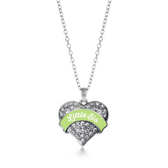 Sage Green Little Sis Pave Heart Necklace