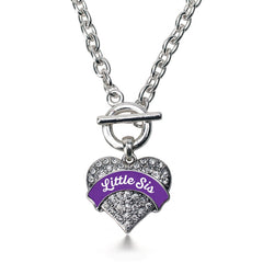 Purple Little Sis Pave Heart Toggle Necklace