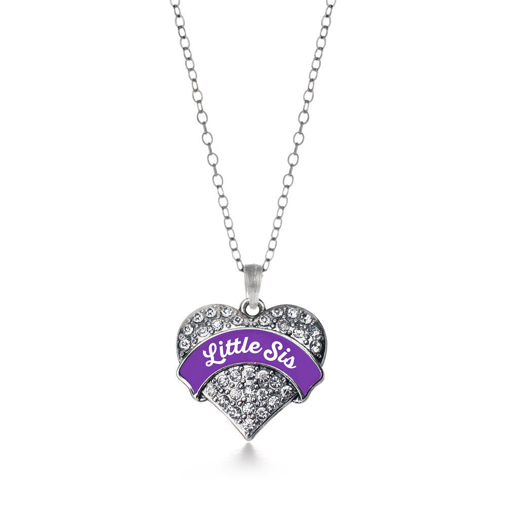 Lil Sis Pave Heart Charm Necklace- Select Your Color!