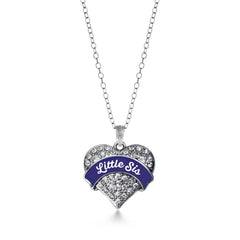 Navy Blue Little Sis Pave Heart Necklace