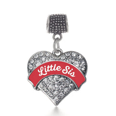 Red Little Sis Pave Heart Memory Charm
