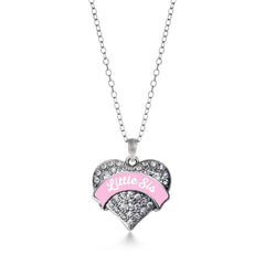 Pink Little Sis Pave Heart Necklace