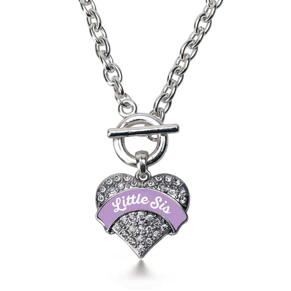 Lil Sis Pave Heart Toggle Necklace- Select Your Color