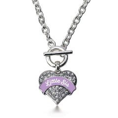 Lavender Little Sis Pave Heart Toggle Necklace