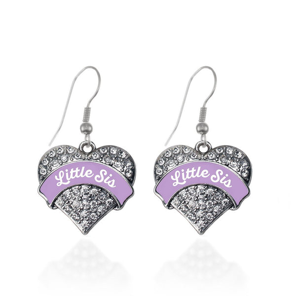 Lavender Little Sis Pave Heart Earrings