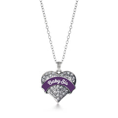 Plum Baby Sis Pave Heart Necklace