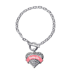 Coral Baby Sis Pave Heart Toggle Bracelet