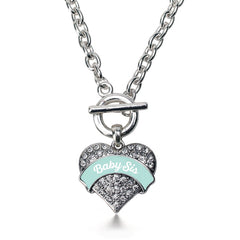 Mint Baby Sis Pave Heart Toggle Necklace
