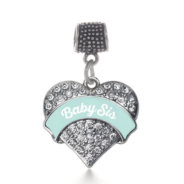 Mint Baby Sis Pave Heart Memory Charm
