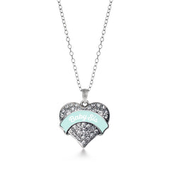 Mint Baby Sis Pave Heart Necklace