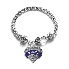 Navy Blue Baby Sister Pave Heart Bracelet