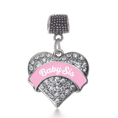 Pink Baby Sis Pave Heart Memory Charm