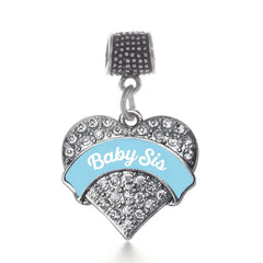 Light Blue Baby Sis Pave Heart Memory Charm