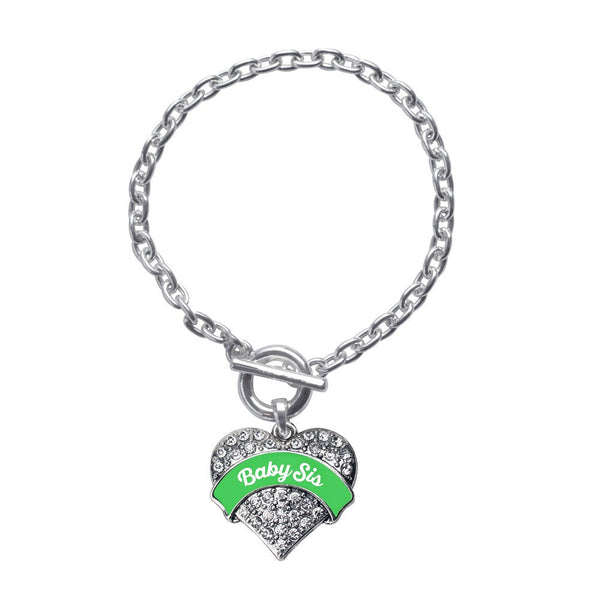Emerald Green Baby Sis Pave Heart Toggle Bracelet
