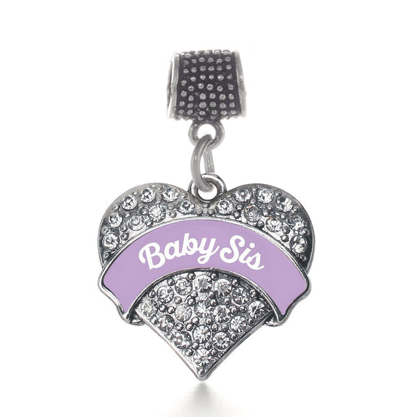 Lavender Baby Sis Pave Heart Memory Charm