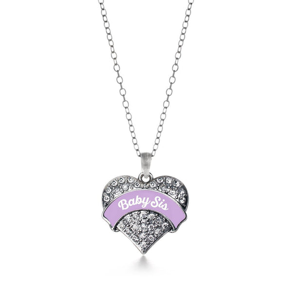 Lavender Baby Sis Pave Heart Necklace
