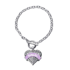 Lavender Baby Sis Pave Heart Toggle Bracelet