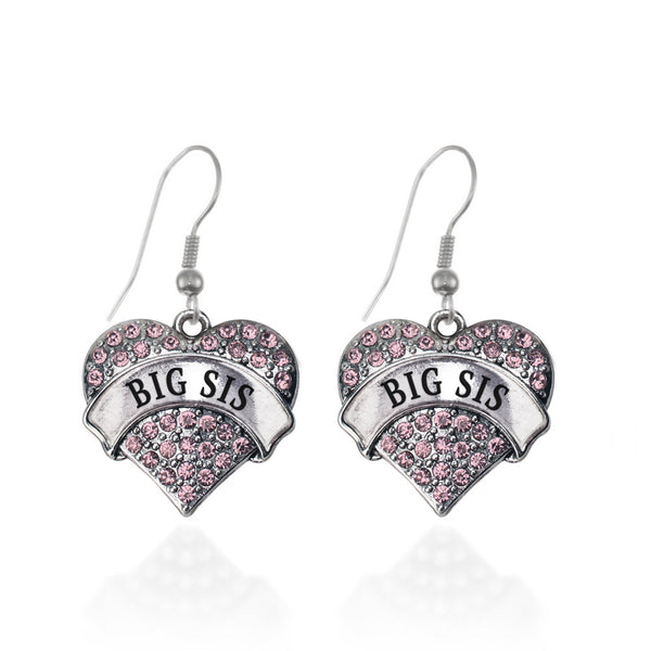 Big Sis Pink Pave Heart Earrings